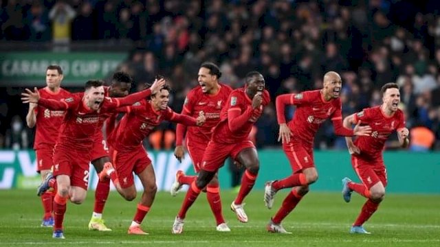 Liverpool saat merayakan kemenangan. (INT)
