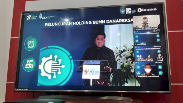 Pemkot Makassar saat menghadiri secara virtual Peluncuran Holding BUMN Danareksa.