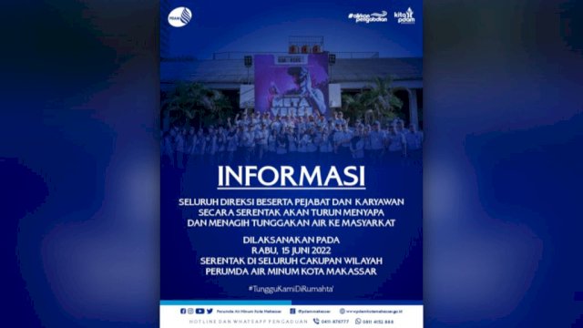 Besok, Seluruh Jajaran Direksi PDAM Makassar Hingga Wilayah Turun Menyapa Pelanggan