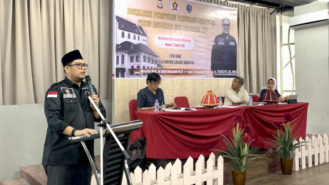 Legislator Makassar Andi Pahlevi saat menggelar Sosialisasi Perda Pelestarian Cagar Budaya.