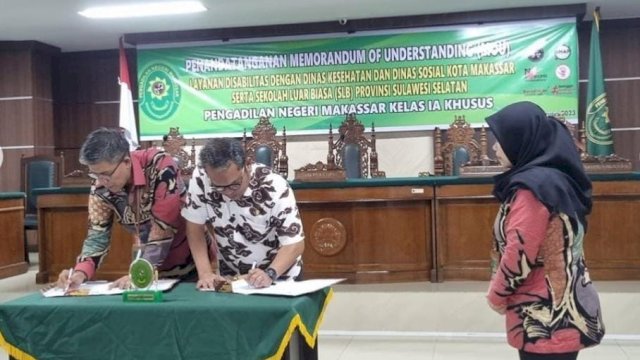 Plt Kadinsos Makassar Teken MoU dari Pengadilan Negeri Terkait Layanan Disabilitas