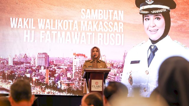 Wakil Wali Kota Makassar Fatmawati Rusdi saat membuka resmi Forum Lintas Organisasi Perangkat Daerah (OPD) Kota makassar di Hotel Claro.