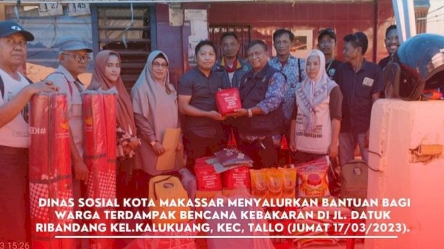 Dinsos Makassar Salurkan Bantuan Korban Kebakaran di Kalukuang Tallo