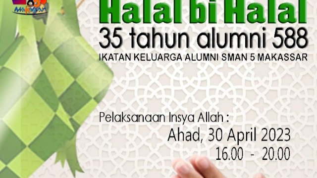IKA SMA 5 Makassar Angkatan 88 Bakal Gelar Halai bi Halal 35Tahun
