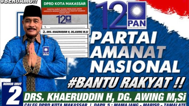 Bantu Rakyat! Tagline Daeng Awing Maju Caleg di Partai PAN Dapil Mamarita