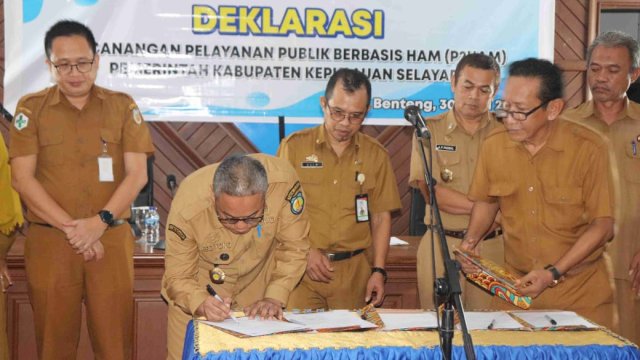Deklarasi P2HAM Dipimpin oleh Sekda Mesdiyono Diikuti Lima Pimpinan OPD Kabupaten Kepulauan Selayar