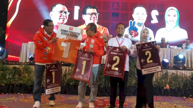 Hasil Pengundian Nomor Urut Paslon Pilgub Sulsel: Danny-Azhar 01, Andi Sudirman-Fatma 02