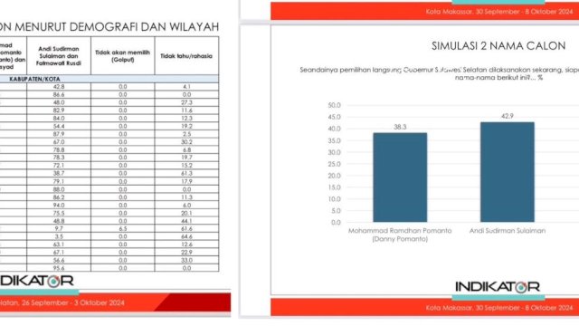 Hasil Survei Indikator: Andi Sudirman Kalahkan Danny Pomanto di Makassar