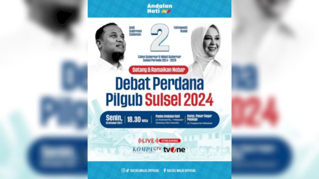 Tim Andalan Hati Ajak Masyarakat Nobar Debat Perdana Pilgub Sulsel, Ini Lokasinya!