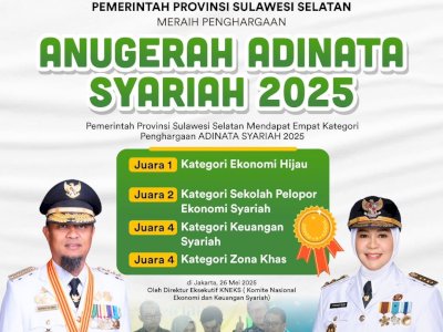Pemprov Sulsel Borong Empat Penghargaan Adinata Syariah Tahun 2025