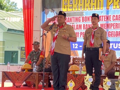 Irup HUT Pramuka ke-64 di Bontomatene, Kapolres Selayar Tinjau 25 Gudep Tanamkan Semangat Nasionalisme Kepada Generasi