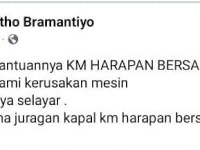 KM Harapan Bersama Alami Kerusakan Mesin di Perairan Barat Selayar, Timsar Diminta Turun Tangan