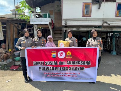 Polwan Polres Selayar Gelar Bakti Sosial dan Anjangsana Peringati HUT ke-77