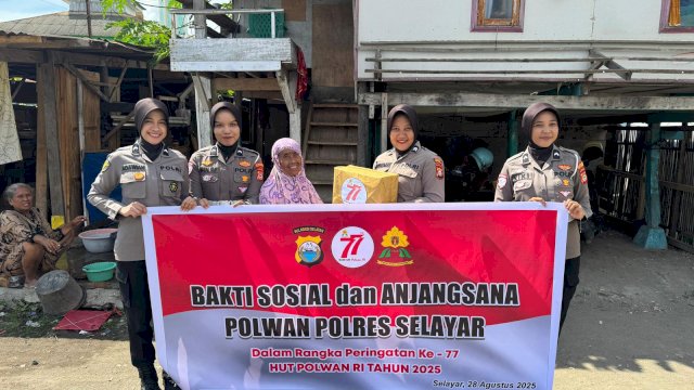 Polwan Polres Selayar Gelar Bakti Sosial dan Anjangsana Peringati HUT ke-77