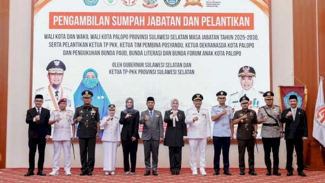 Gubernur Sulsel Lantik Naili-Akhmad Syarifuddin sebagai Wali Kota dan Wakil Wali Kota Palopo