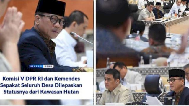 Komisi V DPR RI dan Kemendes PDT Sepakat Seluruh Desa Transmigrasi Dilepaskan dari Status Kawasan Hutan Atau Taman Nasional