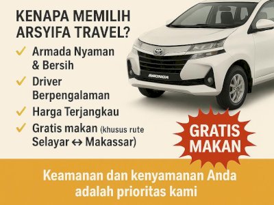 Arsyifa Travel Hadirkan Full Servis: Gratis Makan di Perjalanan Selayar &ndash; Makassar