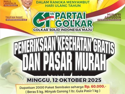 Golkar Makassar Rayakan HUT ke-61 dengan Pasar Murah dan Layanan Kesehatan Gratis