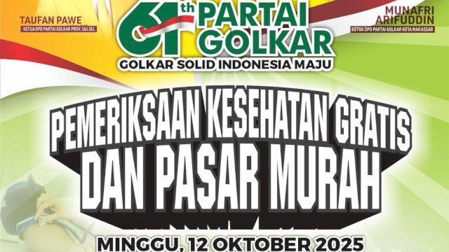 Golkar Makassar Rayakan HUT ke-61 dengan Pasar Murah dan Layanan Kesehatan Gratis