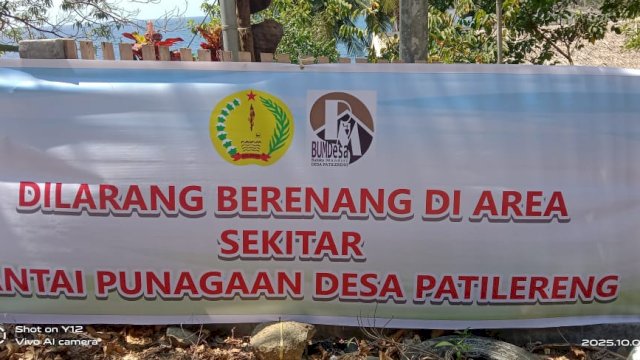 Pasca Insiden Bocah Diterkam Buaya, Pemdes Patilereng Pasang Spanduk Larangan Berenang di Pantai Punagaan