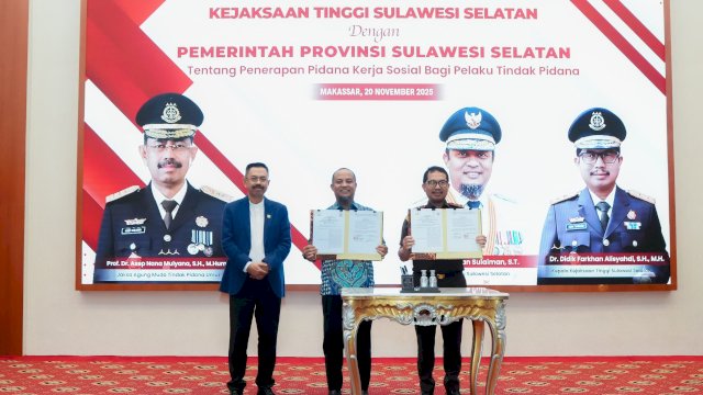 Pemprov Sulsel dan Kejati Teken MoU Implementasi KUHP Baru dan Pidana Kerja Sosial
