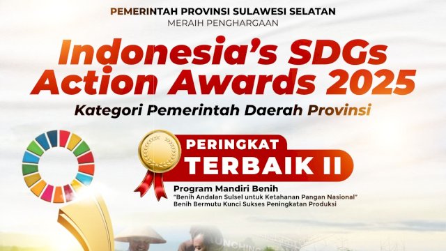 Gubernur Sulsel Terima Penghargaan Indonesia’s SDGs Action Awards 2025