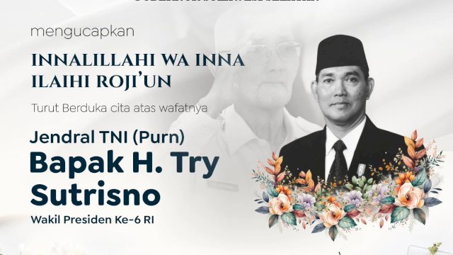 Gubernur Sulsel Sampaikan Duka Cita atas Wafanya Wapres ke-6 RI Try Surtrisno