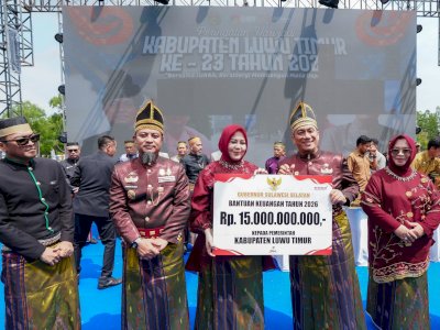 Gubernur Sulsel Gelontorkan Bantuan Keuangan Rp15 Miliar untuk Luwu Timur di Hari Jadi ke-23